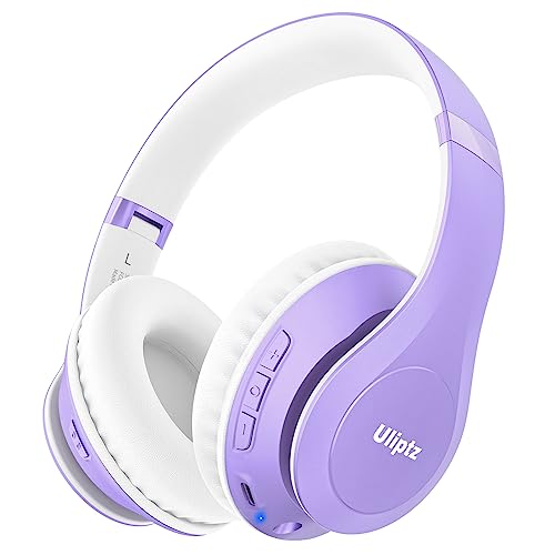 Uliptz Wireless Bluetooth Headphones, 65H Playtime, 6EQ Sound Modes, HiFi Stereo Over Ear Headphones with Microphone, Foldable Bluetooth 5.3 Headphones for Travel/Office/Cellphone/PC (Purple) - Purple