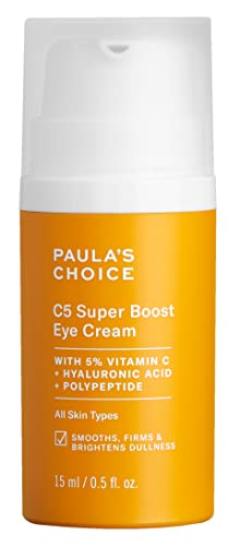 Paula's Choice C5 Super Boost Eye Cream with 5% Vitamin C, Hyaluronic Acid & Peptides, for Puffy Eyes, Dark Circles, Fine Lines & Crow’s Feet, 0.5 Fl Oz 