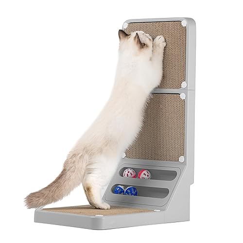 LALAKATS Cat Scratching Board Cat Scratching Ball Wall Scratchers for Indoor Cats L Shaped Cat Scratcher Cat with Scratcher Replacement Pads Grey - Grey