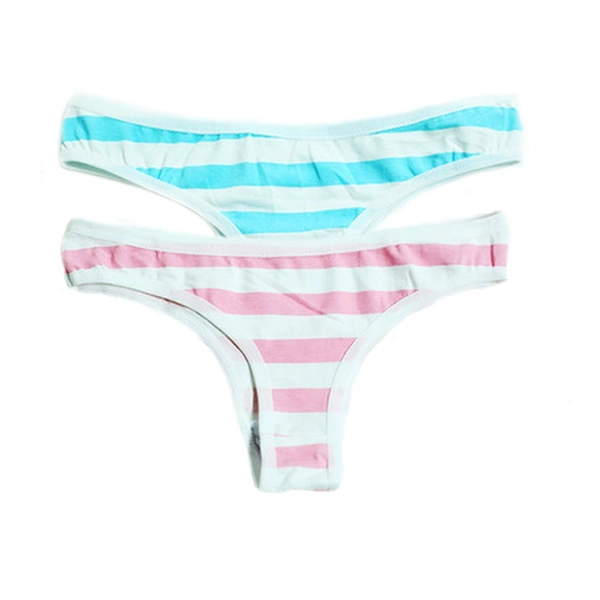 Hot Cute Japanese Style Blue&pink Stripe Panties Bikini Cosplay Cotton Underwear