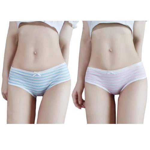 FASXIR Japanese Style Cute Striped Cotton Thong Pouch Bikini Underwear Briefs Cosplay Panties for Women Men Pack of 2 - Style 1