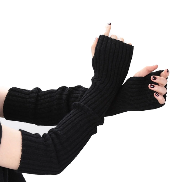 Lopsity Long Fingerless Gloves Soft Winter Warm Gloves Winter Knit Arm Warmers Thumbhole Gloves Knitted Warm Weave Gloves
