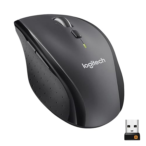 Logitech M705 Marathon Wireless Mouse, 2.4 GHz USB Unifying Receiver, 1000 DPI, 5-Programmable Buttons, 3-Year Battery, Compatible with PC, Mac, Laptop, Chromebook - Black - M705