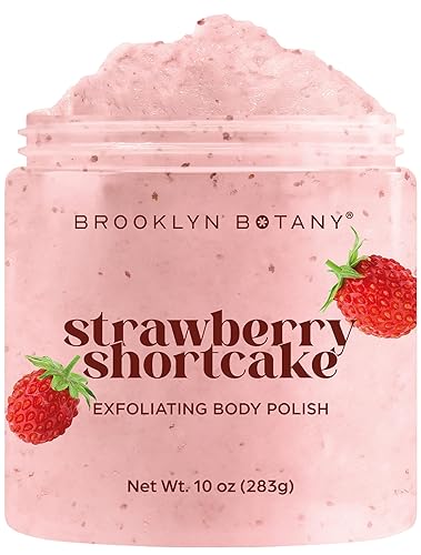 Brooklyn Botany Strawberry Shortcake Body Polish for Skin Care – Moisturizing and Gently Exfoliating Body Moisturizer Lotion for Smoother, Softer Skin – 10 oz - Strawberry Shortcake - 10 Ounce (Pack of 1)