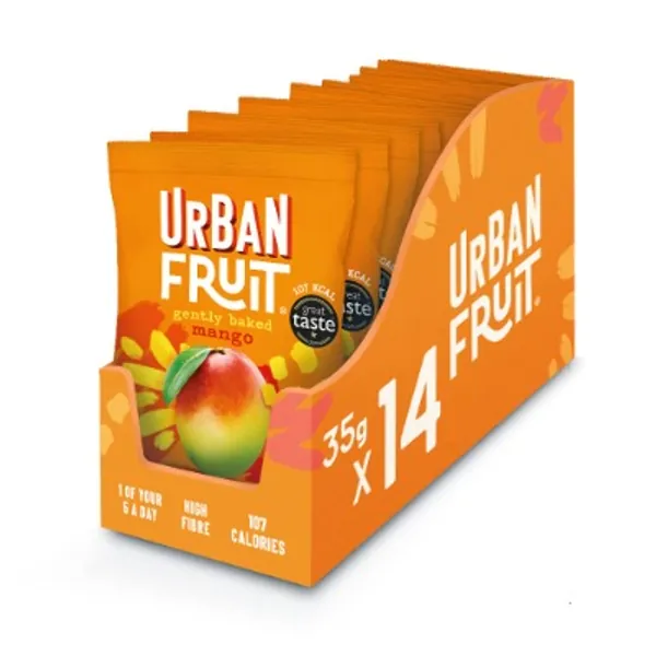 URBAN FRUIT Mango | Snack Pack | Gently Baked Fruit | Healthy Vegan Snack | 14 x 35g