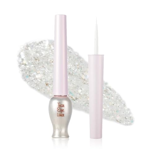 ETUDE Tear Eye Drop Liner 8g #3 Pure Sparkling Pearl (21AD) | Long-Lasting Liquid Glitter Eye Makeup with Shiny Magical Sparkle | K-Beauty - #3 Pure Sparkling Pearl_21AD
