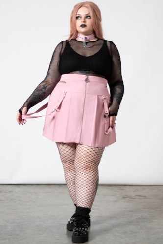 Blaire B*tch Mini Skirt [PASTEL PINK] [PLUS] - 3XL / Pink / 95% Polyester 5% Elastane