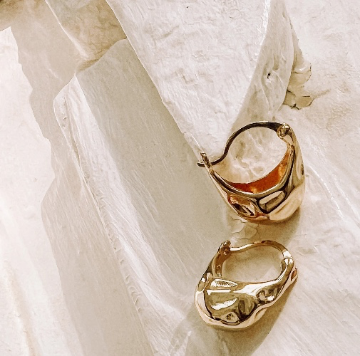 Molten Gold Hoop Earrings Hammered Earrings 