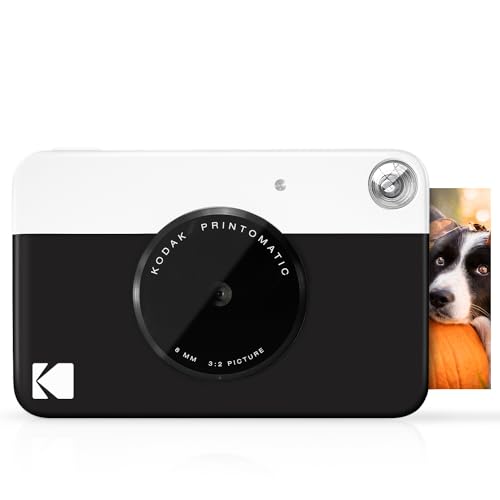 Kodak PRINTOMATIC Appareil photo instantané (Noir) Photos en couleur sur Zink Zero Ink Papier photo 2x3 pouces avec dos autocollant - Camera - Noir