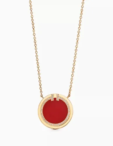 Tiffany Diamond and Carnelian Circle Pendant