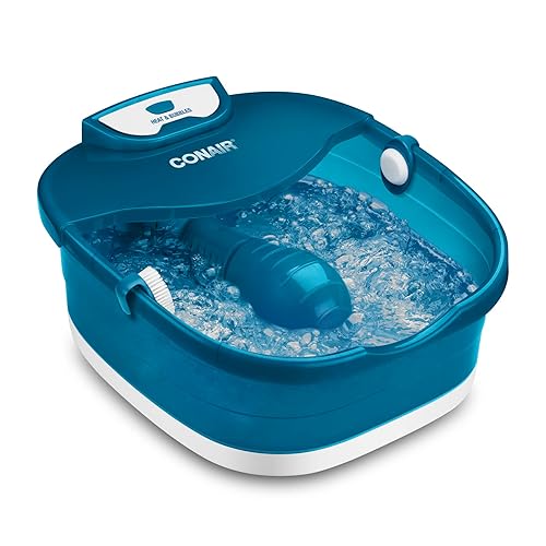 Conair Pedicure Foot Spa Bath with Heat reaching 104 Degrees, Massaging Foot Rollers, Soothing Bubbles, Pumice Stone and Nail Brush Included - Teal - 3 Piece Set