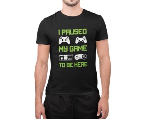 Graphic Impact Funny I Paused My Game to Be Here Gaming Gamer Sarcastic Party T-Shirt - XXL - Black