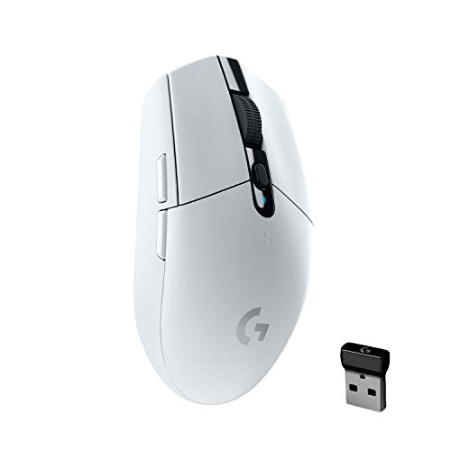 Logitech G305 LIGHTSPEED Wireless Gaming Mouse, HERO 12K Sensor, 12,000 DPI, Lightweight, 6 Programmable Buttons, 250h Battery Life, On-Board Memory, PC/Mac - White - White - G305