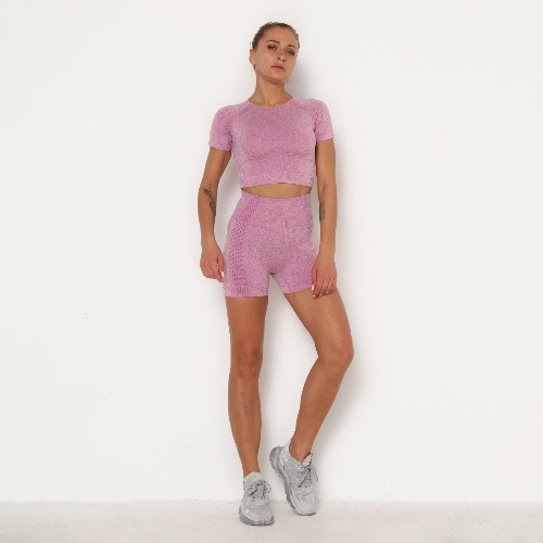 Slim Fit Shorts Set (Shorts + Top) - Pink / M