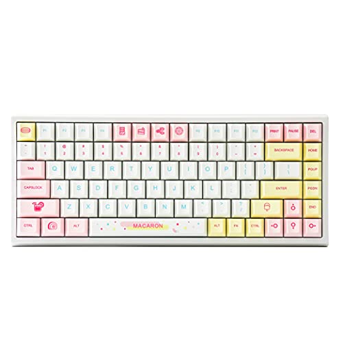 YUNZII Macaron 84 84-Key RGB Hotswap Wired Mechanical Gaming Keyboard with PBT Dye-subbed Keycaps for Mac/Win/Gamers (Gateron Red Switch,Macaron) - Gateron Red Switch - Macaron