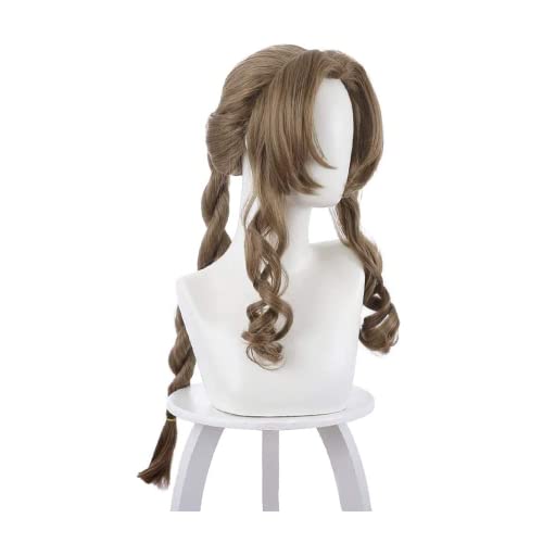 TLSD Aerith Gainsborough Cosplay Wig Anime Brown Long Curly Wavy Costume Hair with Braids for Women Halloween Party Synthetic Wigs - Aerith Gainsborough