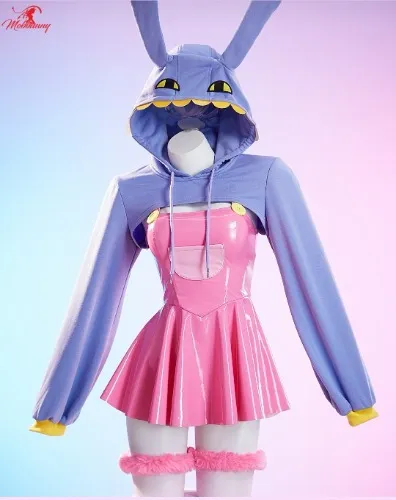 TADC Jax Derivative Sexy Cosplay Costume Suit Suspender Dress with Short Hooded Jacket and Gloves