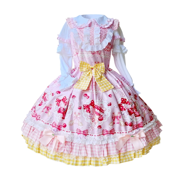 Sweet Cherry Dress- Light Purple x Yellow