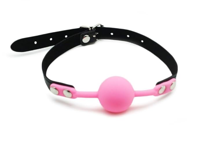 Ball Gag Pink Silicone Gag by HappyNHealthy - 1.67 Inch - Without Nipple Clamp - Pink