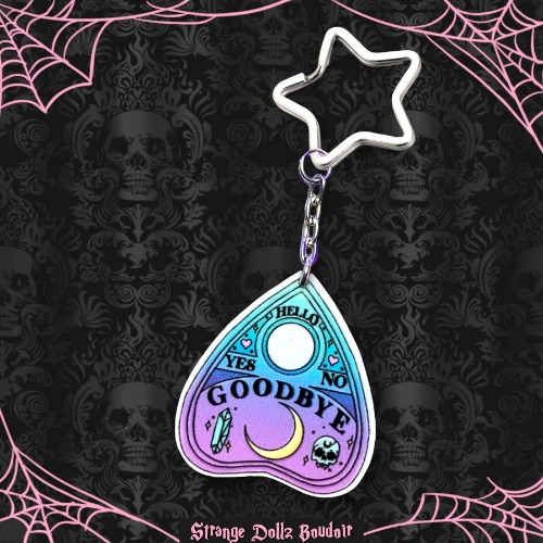 Pastel Goth Spirit Board Planchette keychain, Double-Sided, Gothic keyring, Strange Dollz Boudoir