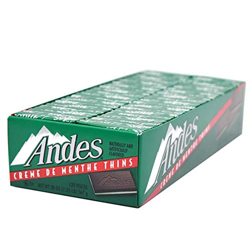 Tootsie Roll Andes Creme De Menthe Thin Mints - After Dinner Mints - Rectangular Chocolate Sandwich Mint Candies - 20 Oz, 120 Count - Crème de Menthe