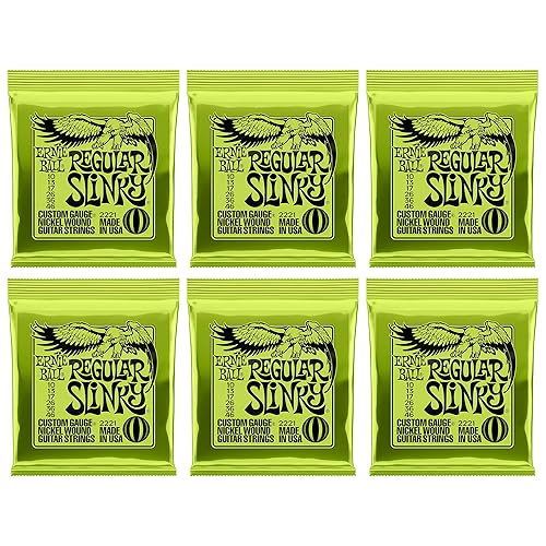 Ernie Ball Regular Slinky Nickel Wound Electric Guitar Strings 6 Pack - 10-46 Gauge - 6-Pack - Regular (10-46)