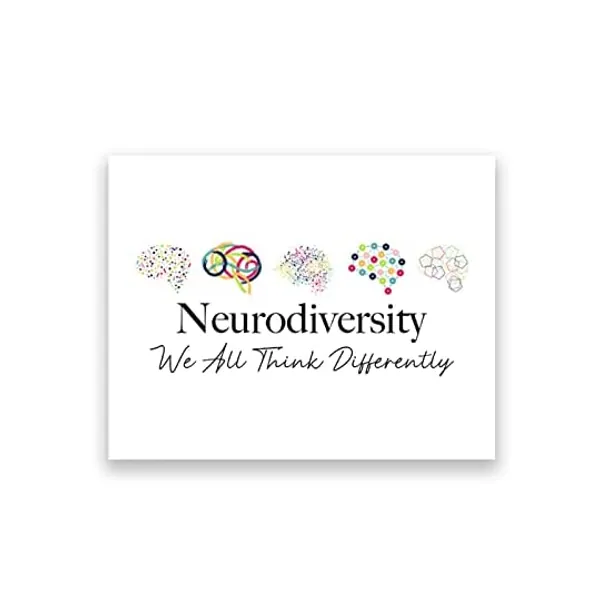 
                            Neurodiversity We All Think Differently Quote Art Prints Canvas Painting Brain Poster Therapists Office Wall Decoration -20X28 Inch No Frame
                        