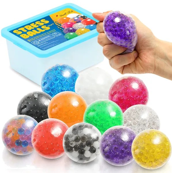 ZaxiDeel 12 Pack Sensory Stress Ball - Alleviate Tension, Anxiety and Improve Focus - Colorful Fidget toy for Kids and Adults with ADHD, Autism