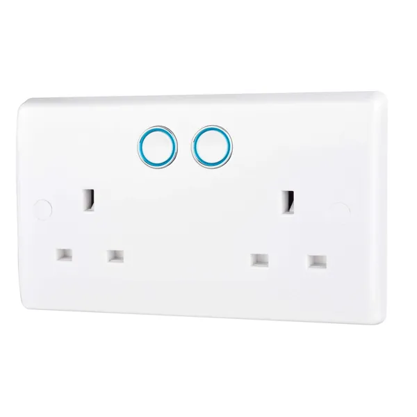 BG Electrical 822/HC-01 Smart Power Socket, Alexa Compatible Double 13 Amp, White Moulded
