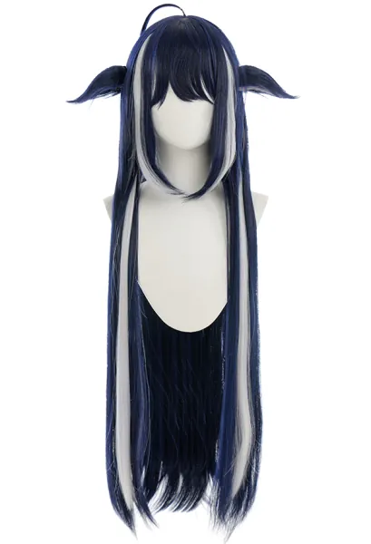 Vtuber Shylily Cosplay Wig Long Highlight Black Wig with Ahoge