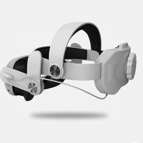 OKESYO Elite Strap für Meta Quest 3 mit 6000mAh Akku, Zubehör für Meta Quest 3, Erweiterte Unterstützung/Einstellbar/PU-Material/Hohe Plastizität/Gedächtnisschaum - Weiß