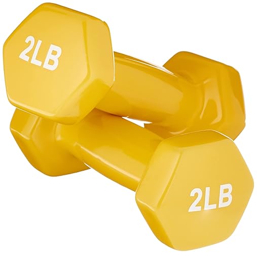 Amazon Basics Vinyl Coated Dumbbell Hand Weights - 2 Pounds, Pair