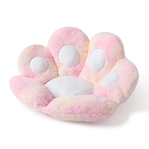 Ditucu Cat Paw Cushion Comfy Kawaii Chair Cushion 31.4 x 27.5 inch Bear Paw Lazy Sofa Office Floor Pillow Cute Plush Seat Pad for Gaming Chair for Bedroom Decor Colorful Pink
