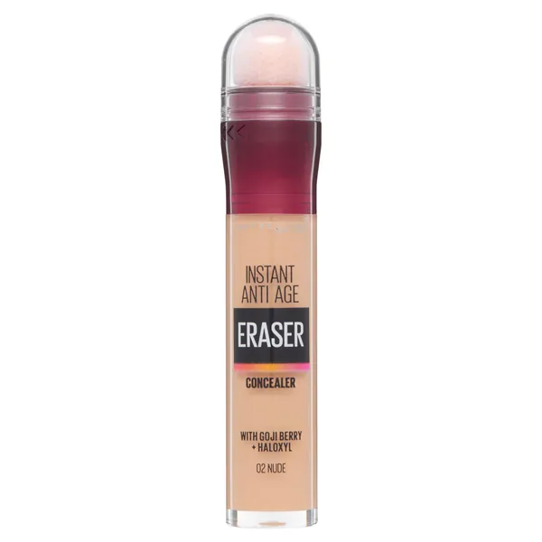Maybelline Instant Anti Age Eraser Eye Concealer, Dark Circles and Blemish Concealer, Ultra Blendable Formula, 02 Nude Packaging may vary, 6.8 ml (Pack of 1)