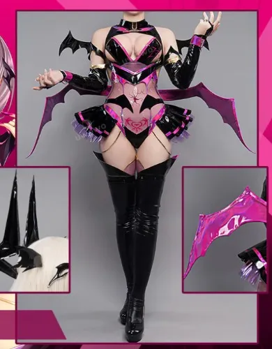 Uwowo Original Character: Eviltia Avelukia Figure Pink Succubus Sexy Cosplay Costume