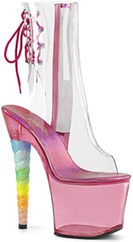 Pleaser Women's Unicorn-1018C Ankle-high Boot - 9 Clear/Baby Pink