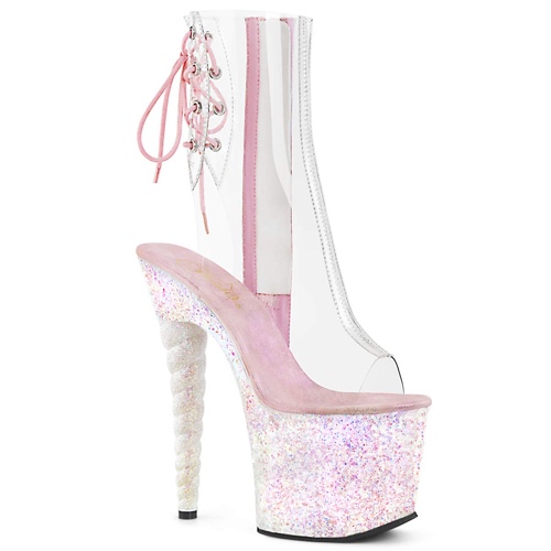Pleaser Women's Unicorn-1018C Ankle-high Boot - 9 Clear/White