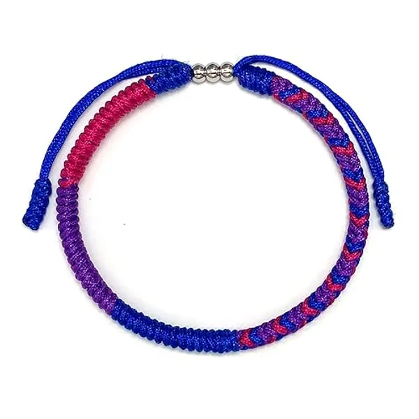 LAMIBEE Bisexual Bracelet, Bi Bracelets, Pride Proud Love Boho Style Wrist Wrap Bracelet, Amulet and Boho Rope Bracelet Bangles for Women Men Thread, Lucky and Protection String (Bisexual) - Bisexual