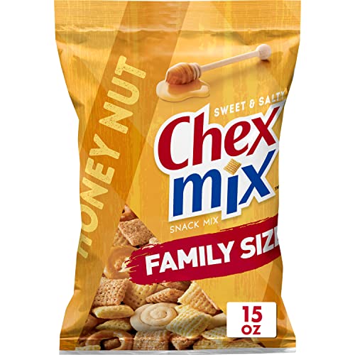Chex Mix Snack Party Mix, Honey Nut, Family Size Sweet Salty Pub Mix, 15 oz - Sweet and Salty Honey Nut - 15.00 Ounce (Pack of 1)