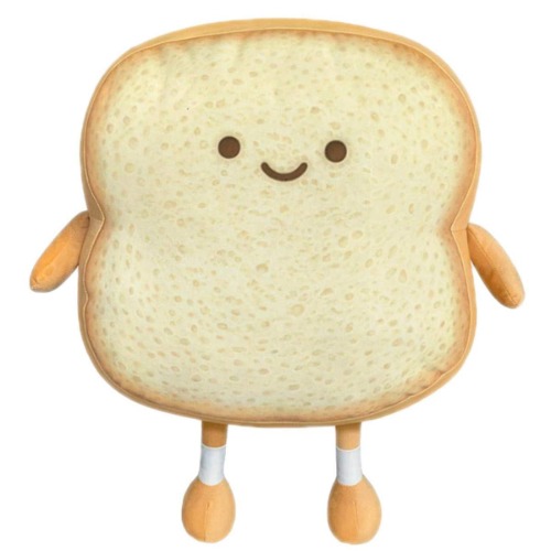 Toast Sliced Bread Pillow,Bread Shape Plush Pillow,Facial Expression Soft Toast Bread Food Sofa Cushion Stuffed Doll Toy for Kids Adults Gift Home Bed Room Decor (S) - Happy 7In