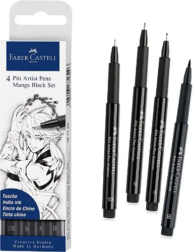 Faber-Castell : Pitt Artist Pens Manga Black Set of 4