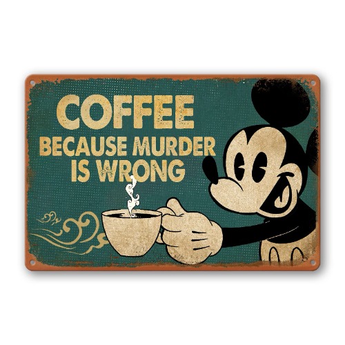 Coffee Sign Kitchen Metal Tin Signs Wall Art Decor Vintage Metal Signs Retro Funny Coffee Bar Signs Because Murder Is Wrong Sign Decorations For Home 8x12 Inch - Coffee Sign