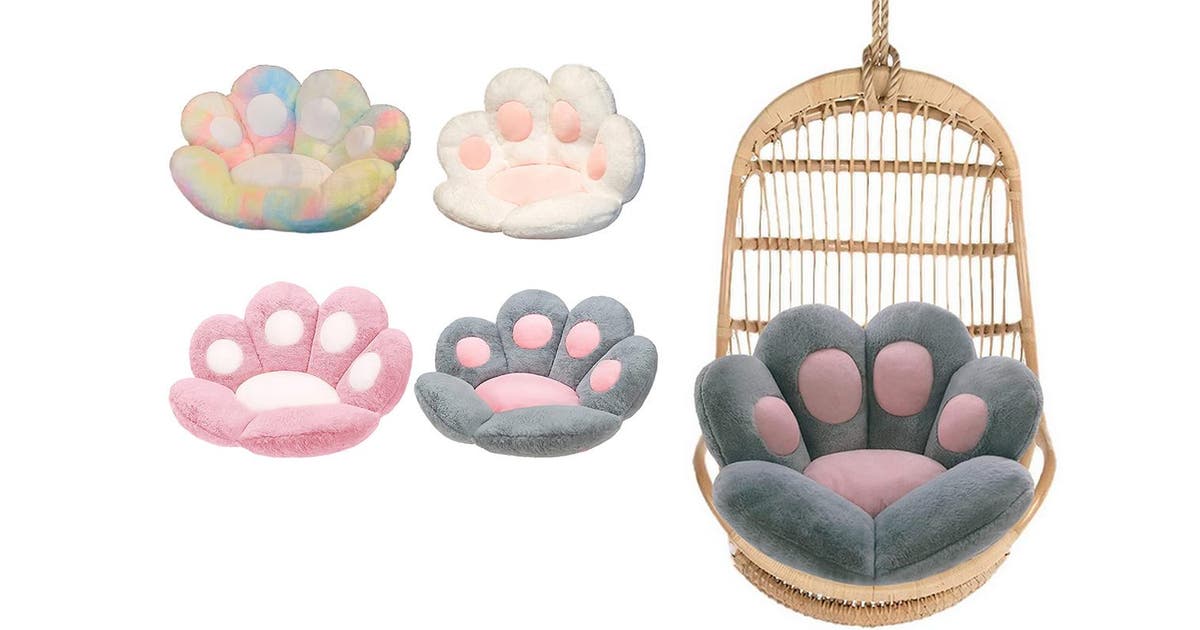 Lazy Sofa Chair Seat Cushion Cute Cat Paw Design Comfy Pillow for Office Game Chair Dining Room Bedroom(White/L) |  |