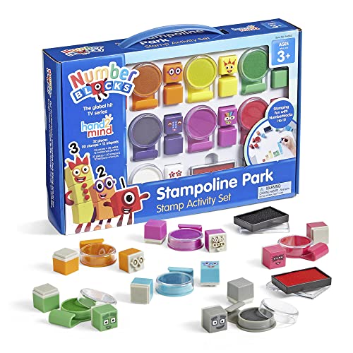 hand2mind Numberblocks Stampoline Park Stamp Activity Set, 20 Kids Stamps, 12 Washable Ink Pads, Number Toys, Preschool Math Toys, Counting Toys, Kids Arts and Crafts, Birthday Gifts for Kids - Stamp Activity Set