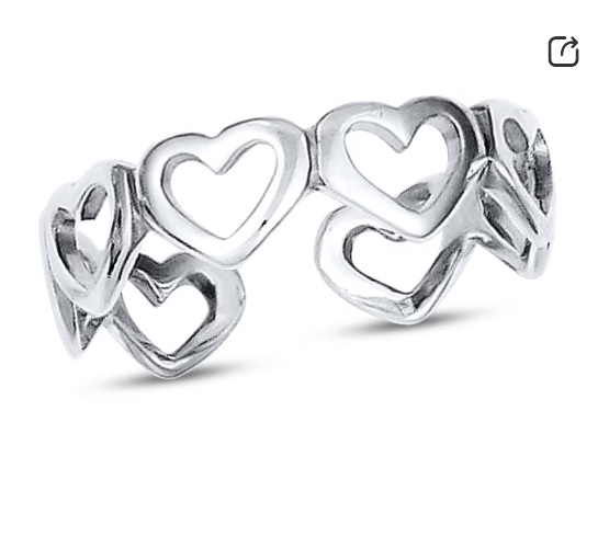 Heart Toe Ring Sterling Silver