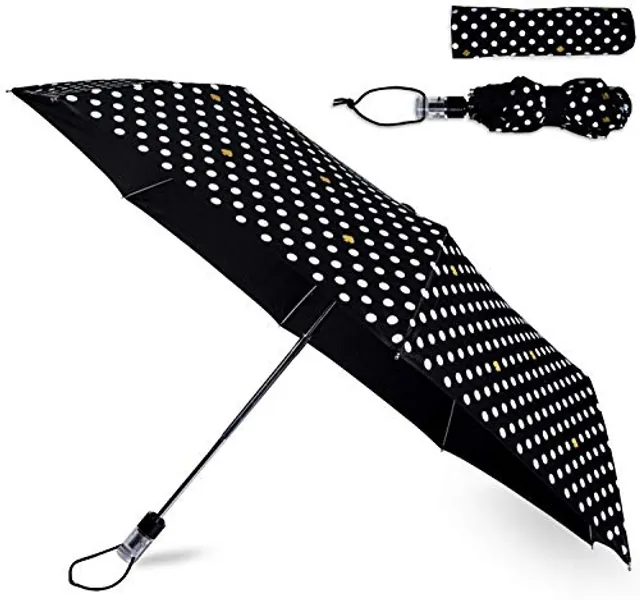 Kate Spade New York Travel Umbrella, Lightweight Compact Umbrella with Storage Sleeve