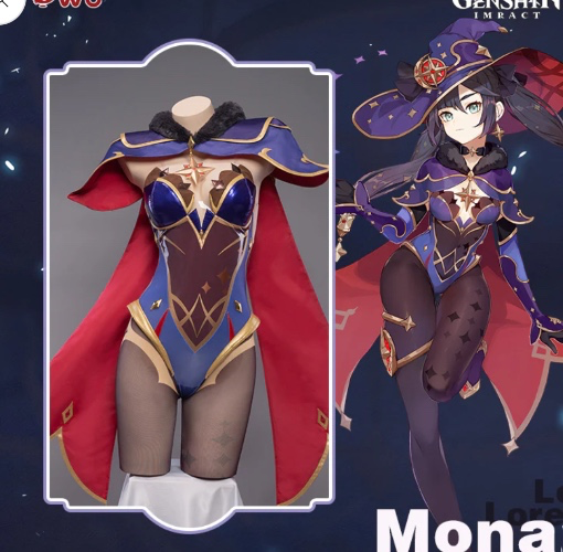Uwowo Game Genshin Impact Plus Size Cosplay Mona Megistus Astral Reflection Costume Cute Enigmatic Astrologer Bodysuit