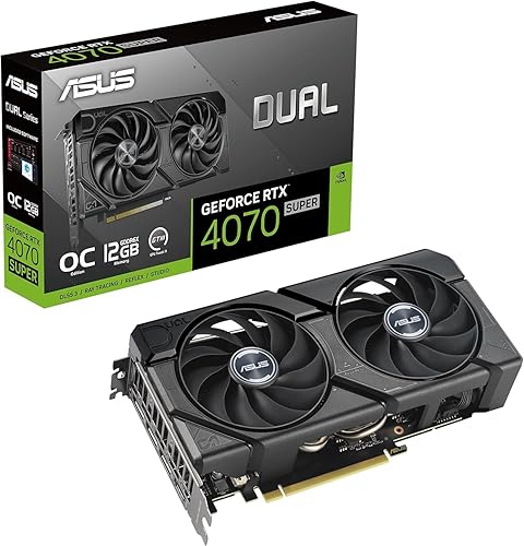ASUS GeForce RTX 4070 Super 12G DUAL EVO OC Gaming Graphics Card - 2550MHz Boost Clock, GDDR6X, PCIe Gen 4, DLSS 3, HDMI 2.1a, 3 x DisplayPort 1.4a (Supports 4K & 8K HDR) - RTX 4070 SUPER 12G DUAL EVO OC - Black