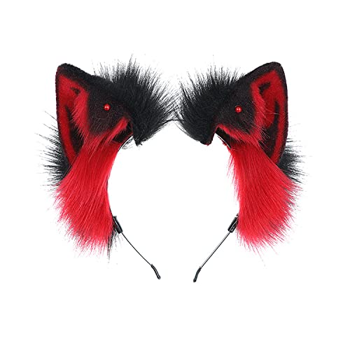 Faylay Women Furry Cat Ear Animal Ears Headband Ribbon Decor - Kyxm