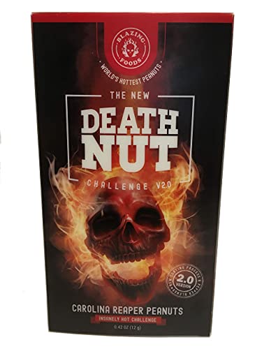 The Death Nut Challenge Version 2.0 Carolina Reaper Peanuts new and improved with better flavor, crunch, pepper blends including Ghost Pepper, Moruga Scorpion! - DEATH NUT CHALLENGE VERSION 2.0
